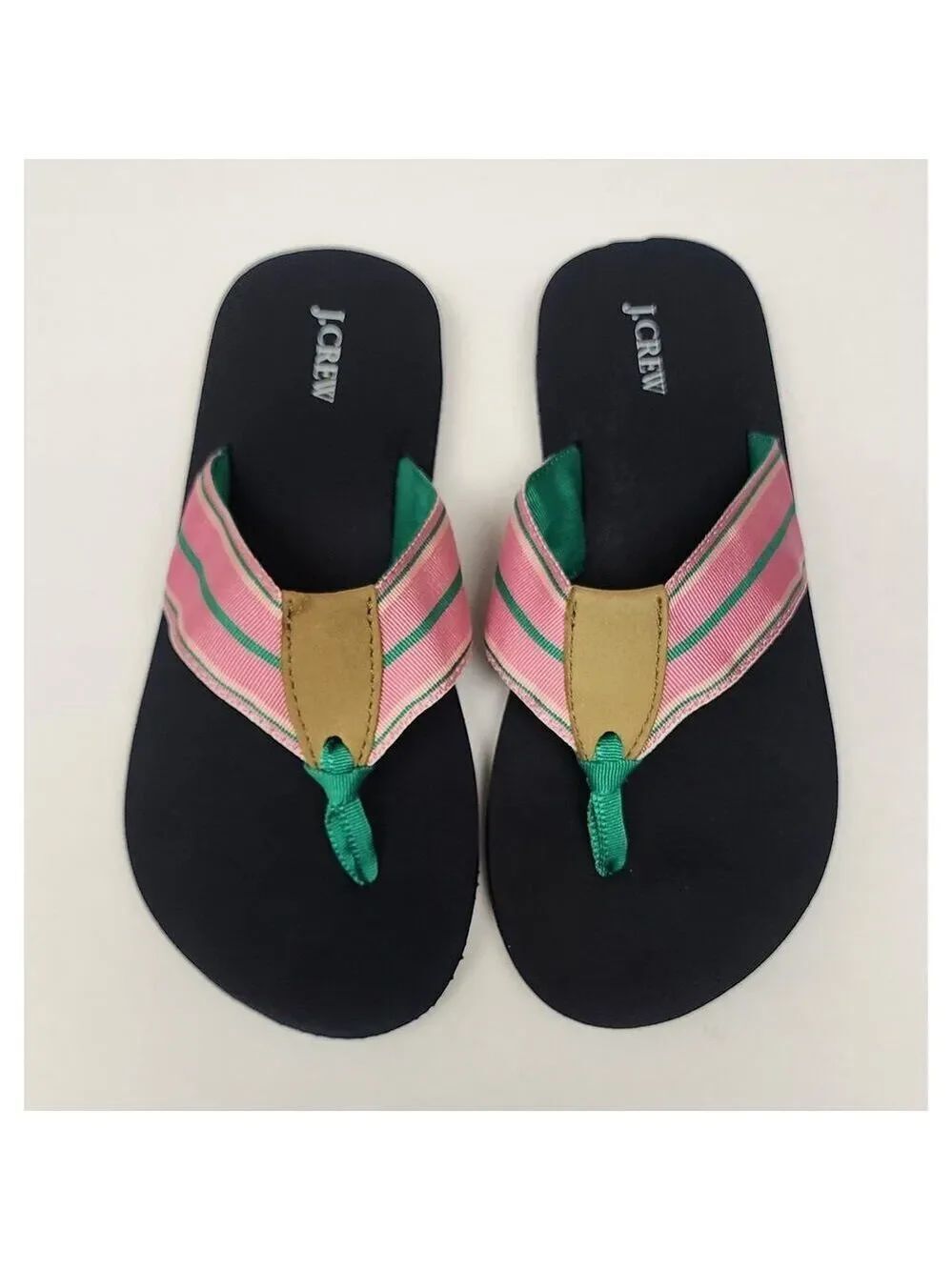 J.Crew Flip-Flop Thong Sandal Shoes Size US 5 Multicolor Pink/Green